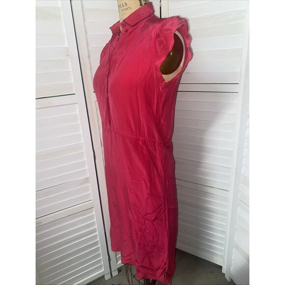 80s Francesca of Damon For Starlington Bright Pink 100% Silk Pencil Dress Sz 8 - Picture 7 of 9